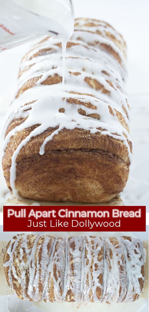 Long pin collage with red text banner Pull Apart Cinnamon Bread Just Like Dollywood