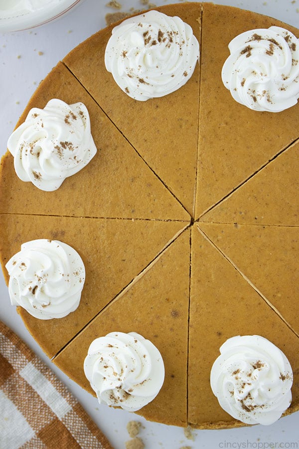 Pumpkin Cheesecake cut into slices