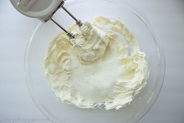 Beaten cream cheese with sugar