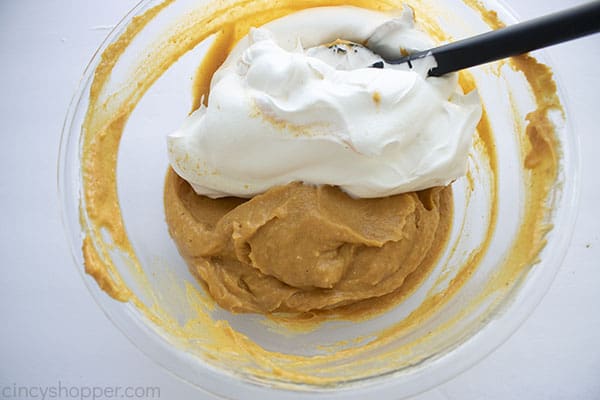 Cool Whip added to pumpkin pudding mixture