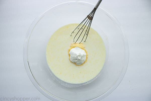 Pudding and milk in bowl