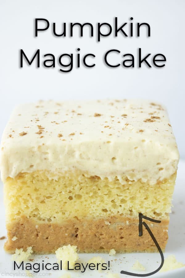 Text on image Pumpkin Magic Cake with Magical layers