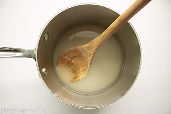 Syrup sugar in a saucepan 