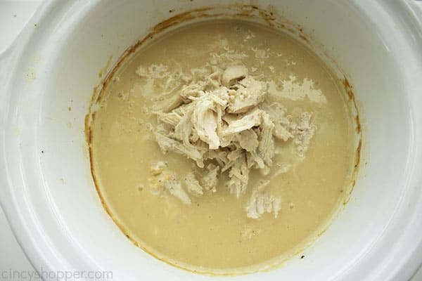 Shredded chicken added back in slow cooker