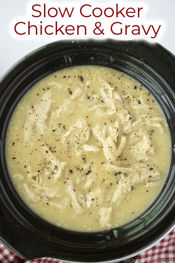 Text on image Slow Cooker Chicken & Gravy
