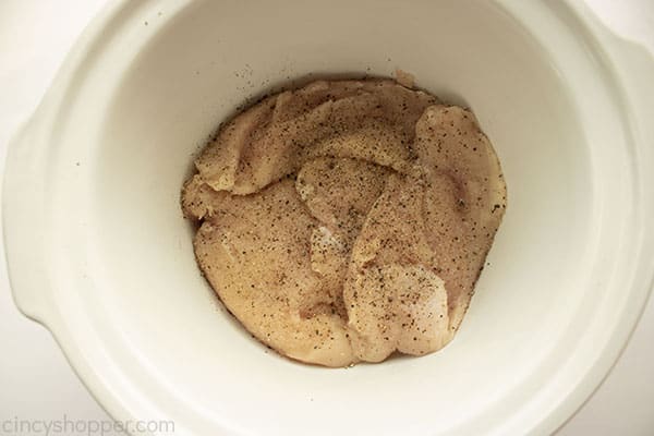 Seasoned chicken in a Crockpot