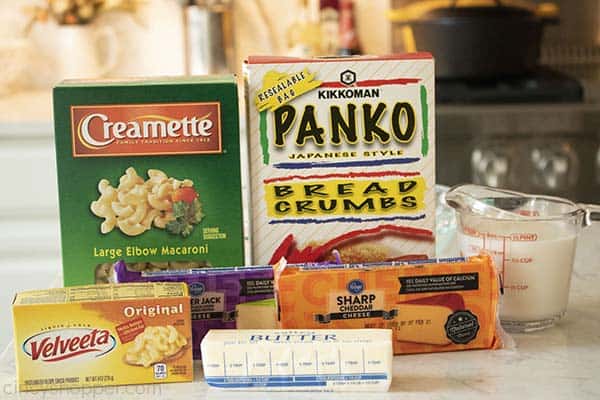 Ingredients for CrockPot macaroni and cheese