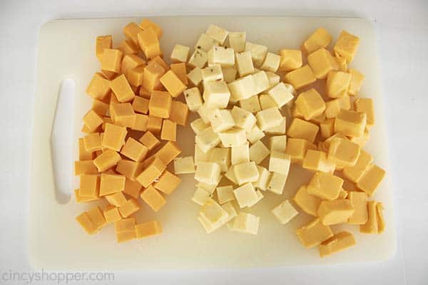 Cheese diced into cubes
