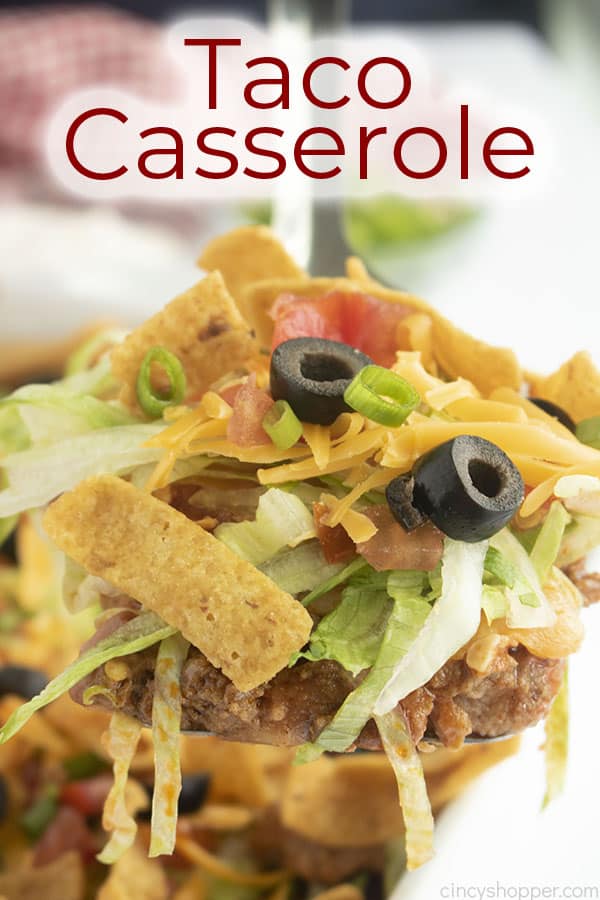 Text on image Taco Casserole