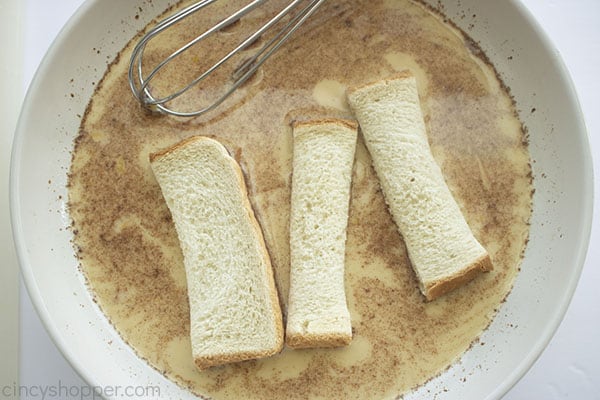 Sticks in egg mixture