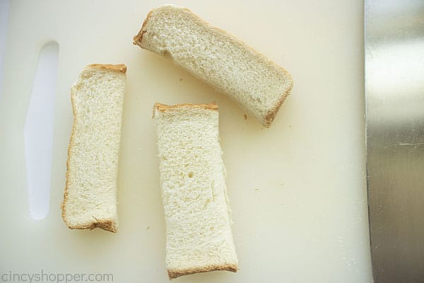 Bread cut into 1/3's