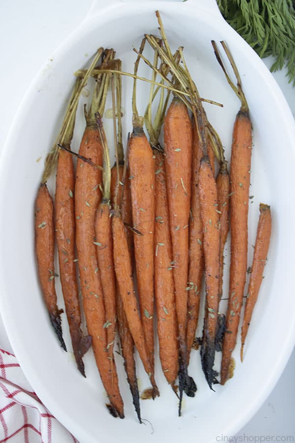 Brown Sugar Bourbon Glazed Carrots in a dish