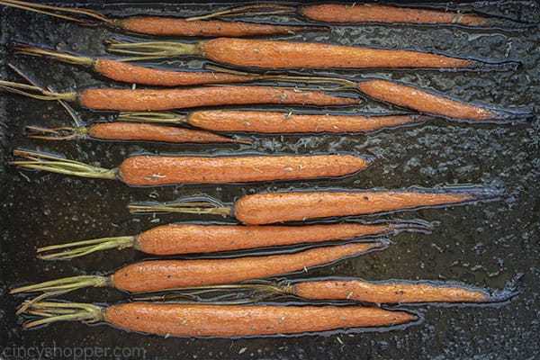 Roasted carrots on a sheet pan