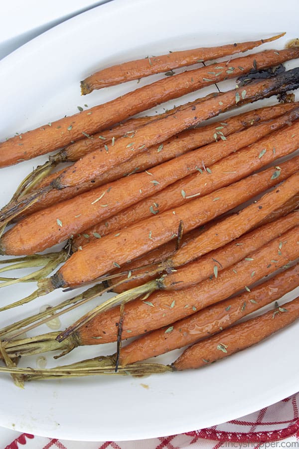 Roasted carrots with brown sugar and bourbon. 