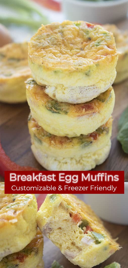 Long pin collage text banner Breakfast Egg Muffins Customizable & Freezer Friendly.