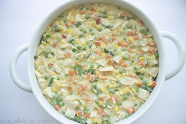 Filling a casserole dish