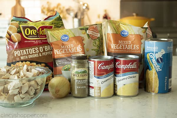 Ingredients for chicken casserole