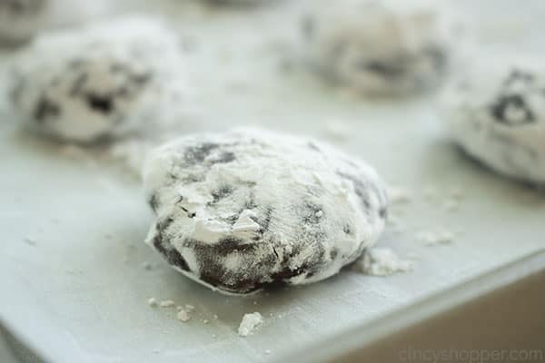 Flattened chocolate crinkle cookie