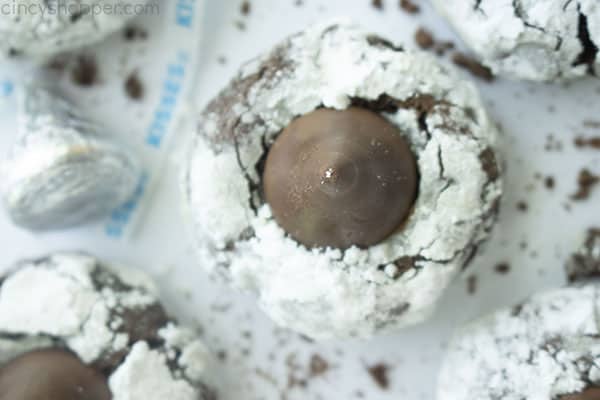 Chocolate Hershey Kiss crinkle cookies