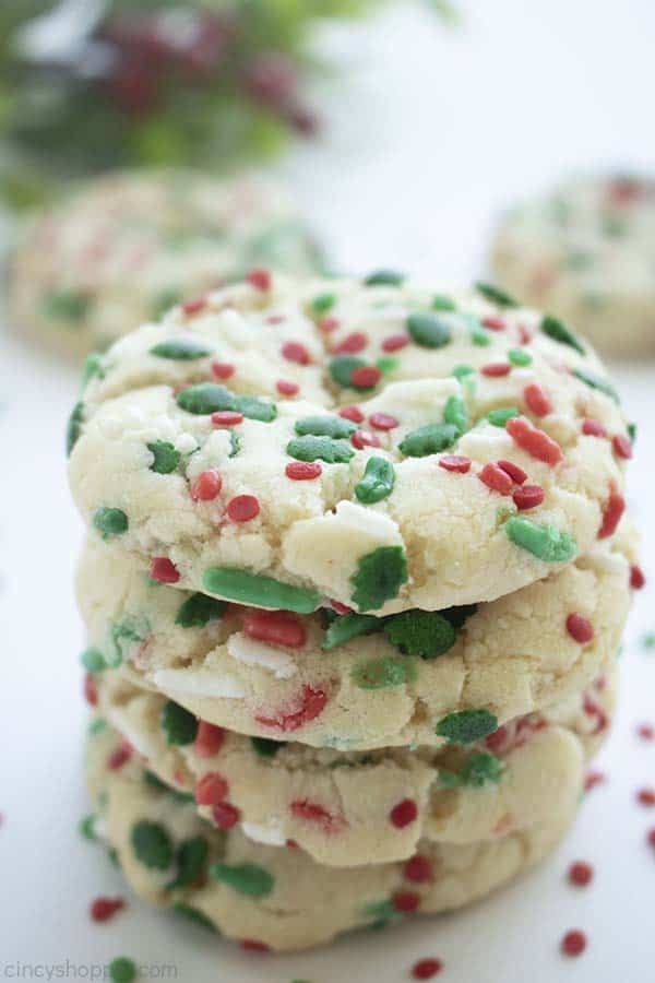Stack of Christmas Cake Mix Cookies