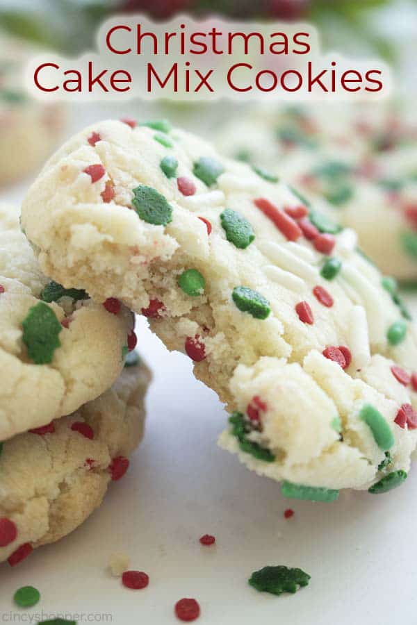 Text on image Christmas Cake Mix Cookies
