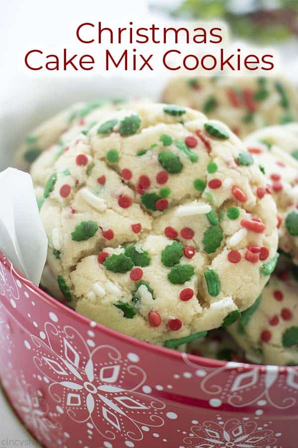 Text on image Christmas Cake Mix Cookies