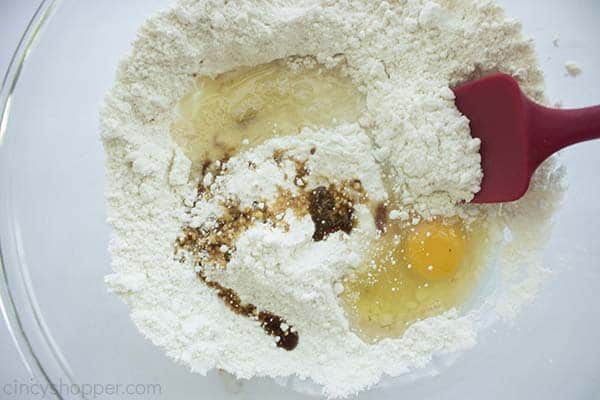 Ingredients for Christmas cookies in a bowl