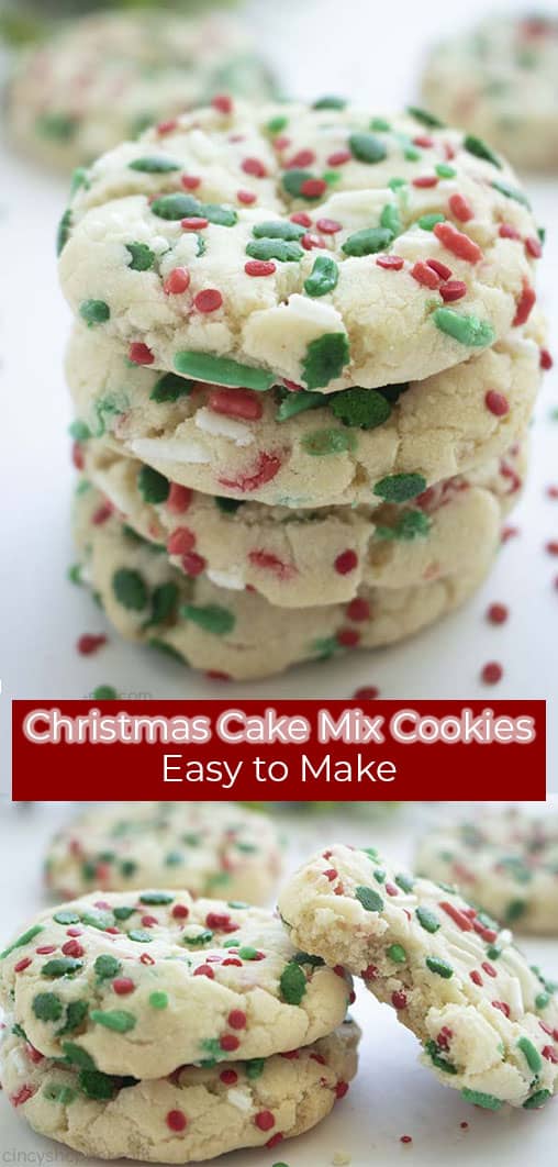 Long pin collage text on banner Christmas Cake Mix Cookies Easy to Make