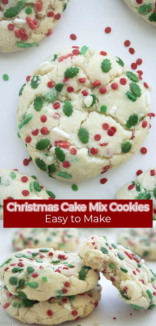 Long pin collage text on banner Christmas Cake Mix Cookies Easy to Make
