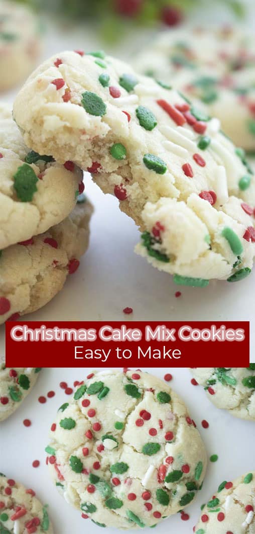 Long pin collage text on banner Christmas Cake Mix Cookies Easy to Make