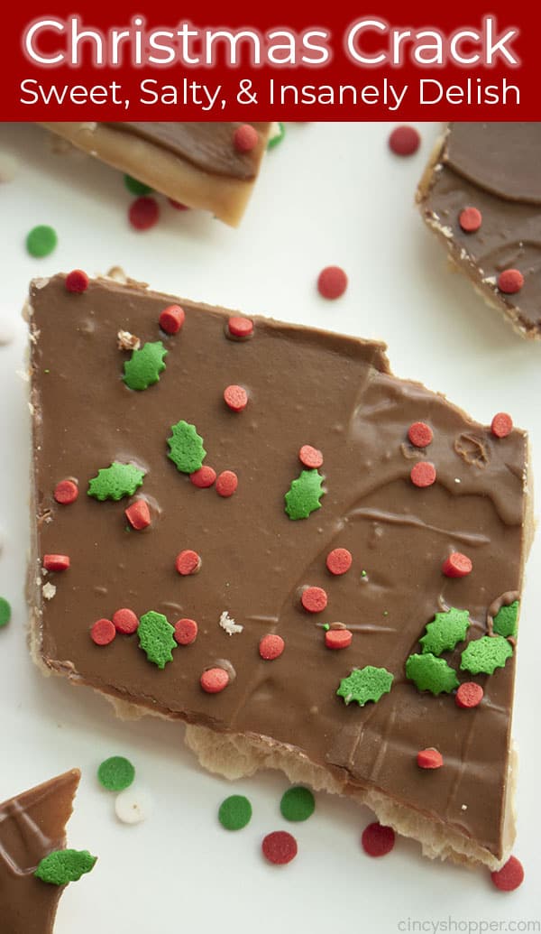 Long pin collage with text Christmas Crack Sweet, Salty & Insanely Delish!