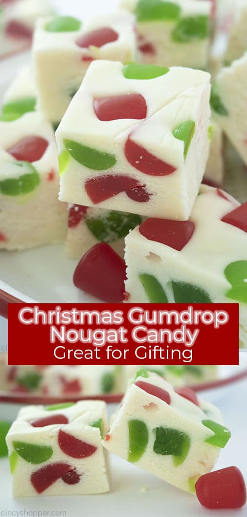 Long pin collage with text Christmas Gumdrop Nougat Candy Great for Gifting