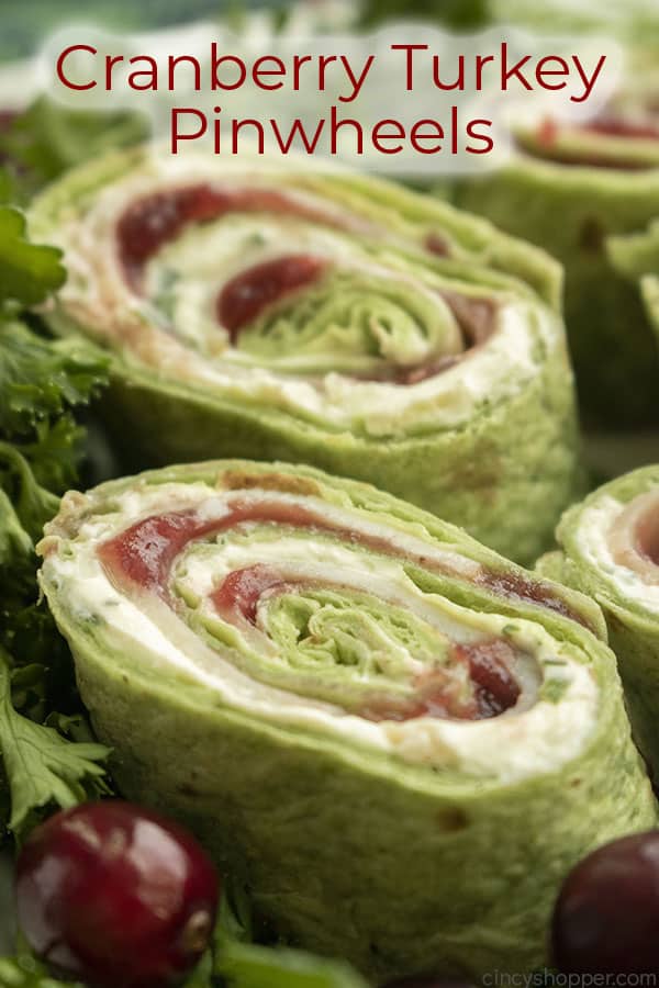 Text on image Cranberry Turkey Pinwheels