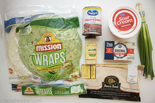 Ingredients for tortilla rollups