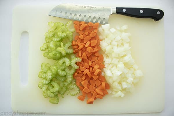 Diced veggies for soup
