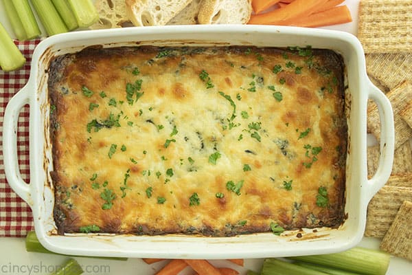 Baked dip in dish