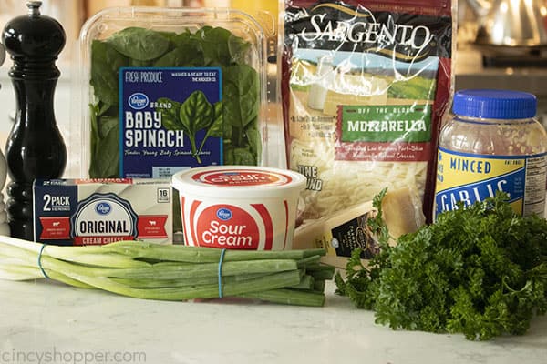 Ingredients for spinach dip