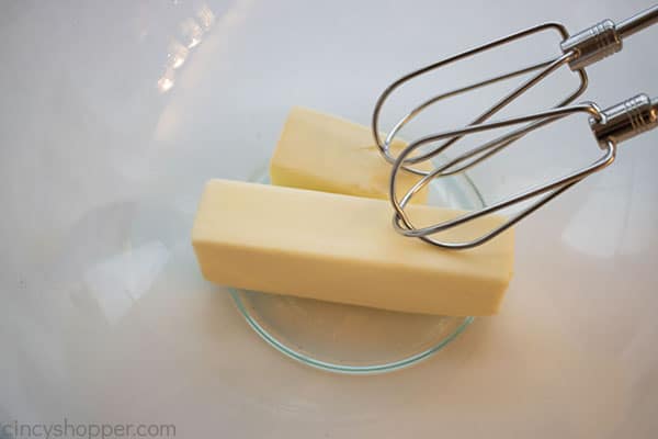 Butter in large mixing bowl