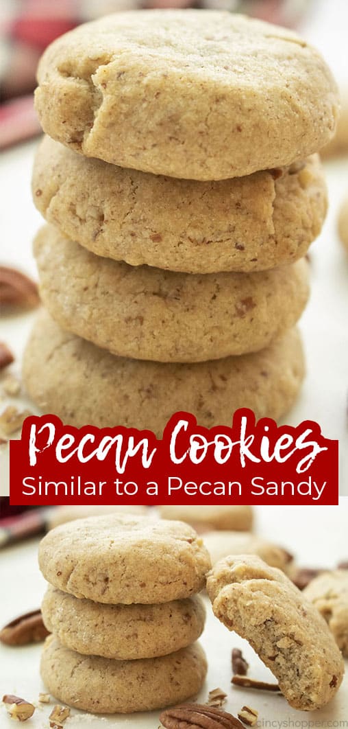 Long pin collage with text banner Pecan Cookies Similar to Pecan Sandy