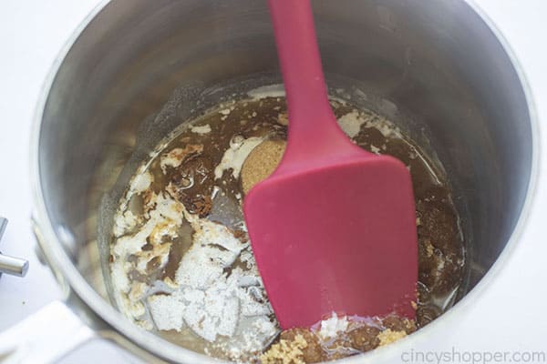 Sauce ingredients in a pan