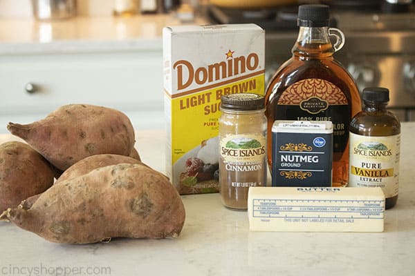 Ingredients for sweet potato casserole