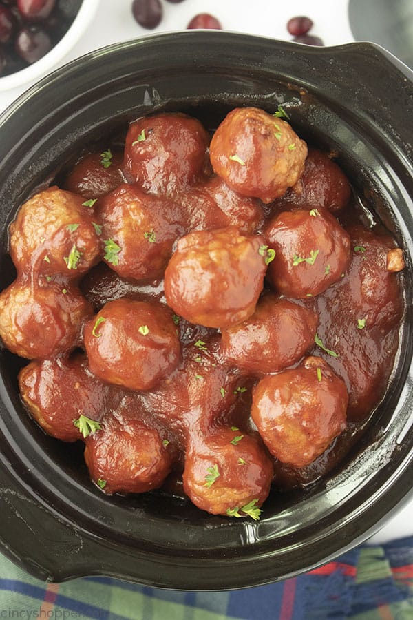 Cranberry Meatballs in a slow cooker
