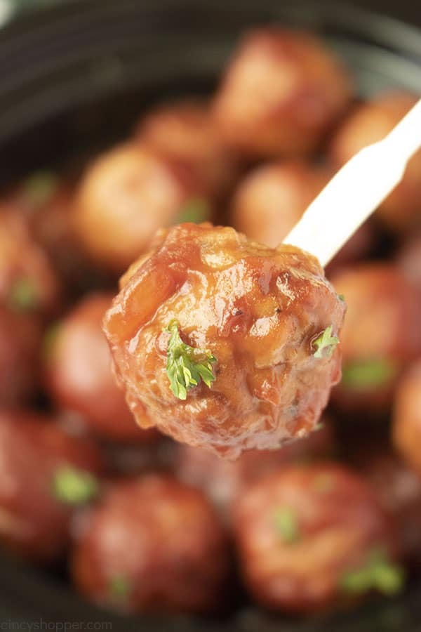 Easy Cranberry Meatball on a toothpick