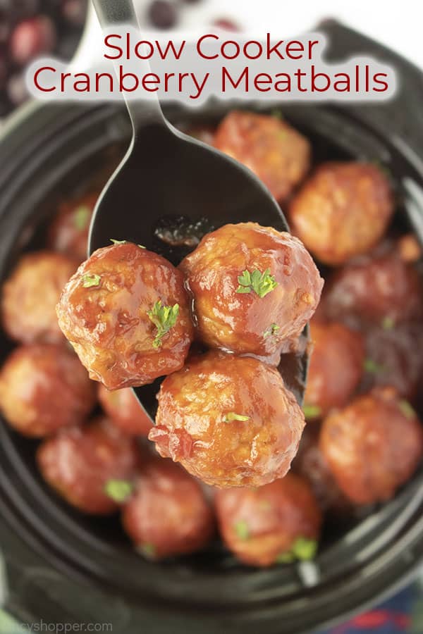 Text on image Slow Cooker Cranberry Meatballs