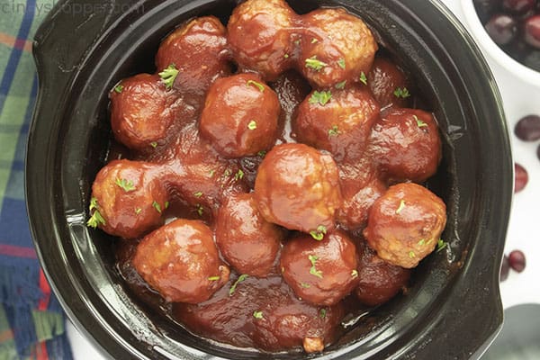 Cooked easy Crockpot meatballs