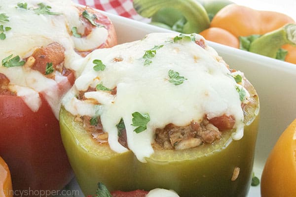 Closeup of peppers with cheese