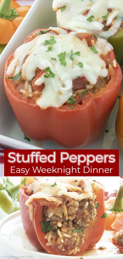 Long pin collage Stuffed Peppers Easy Weeknight Dinner