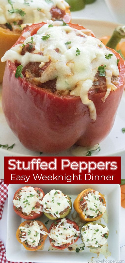 Long pin collage Stuffed Peppers Easy Weeknight Dinner