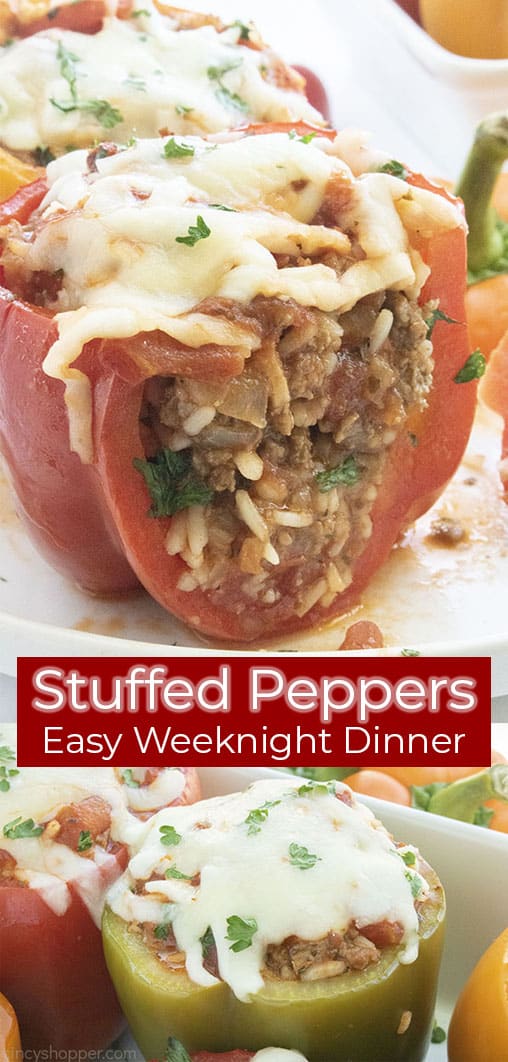 Long pin collage Stuffed Peppers Easy Weeknight Dinner