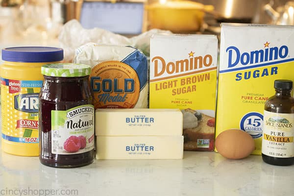 Ingredients for Christmas thumbprint cookies